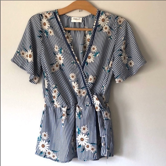 Sienna Sky Tops - (Sienna Sky) striped floral top